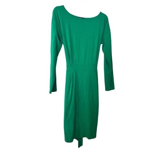 Pretty Garden Long Sleeve Tie Back Knit Stretch Green Bodycon Dress Size Large - Picture 3 of 5